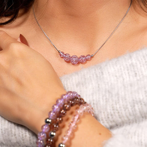 Lilas | Argent sterling .925 | Collier fermoir infini en verre luciole